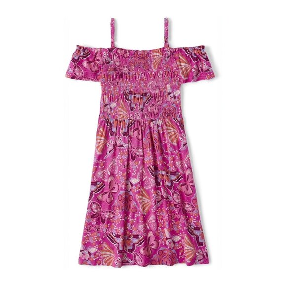 Short Sleeve Cold Shoulder Dress | Pink Butterfly Print | The Children's Place - Picture 2 of 10